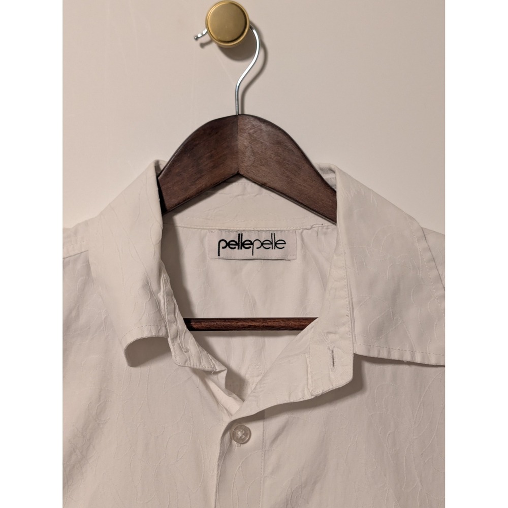 Pelle Pelle Button Up Shirt Mens XL White Good Embroidered Y2K Streetwear Baggy